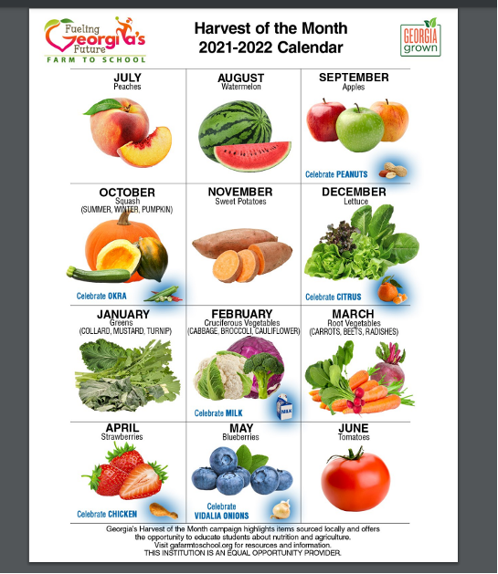 SNAP-Ed Harvest of the Month Calendar