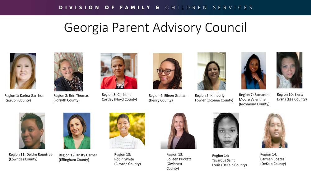 Georgia Parent Advisory Council Members Aug 2021