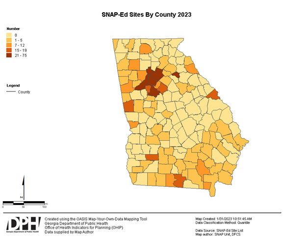 SNAP-Ed Sites by County 2023