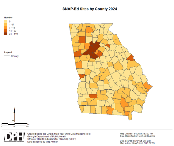 SNAP-Ed Sites by County 2024