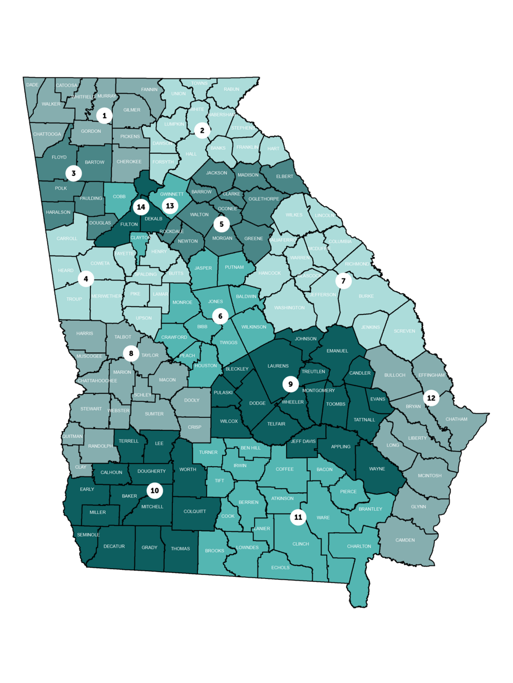 Map of DFCS regions